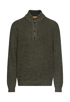 Stickad tröja mörkgrön i melerad look från camel active