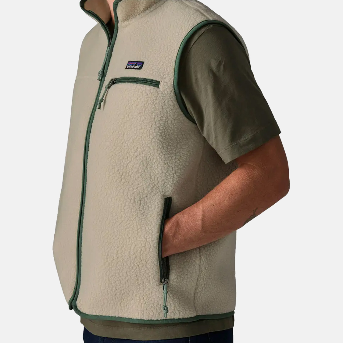 Patagonia - Men's Retro Pile Vest Pelican/Canopy Green - 2