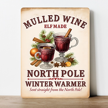 Metallskylt i vintagestil – Mulled Wine, Elf Made 20x25cm