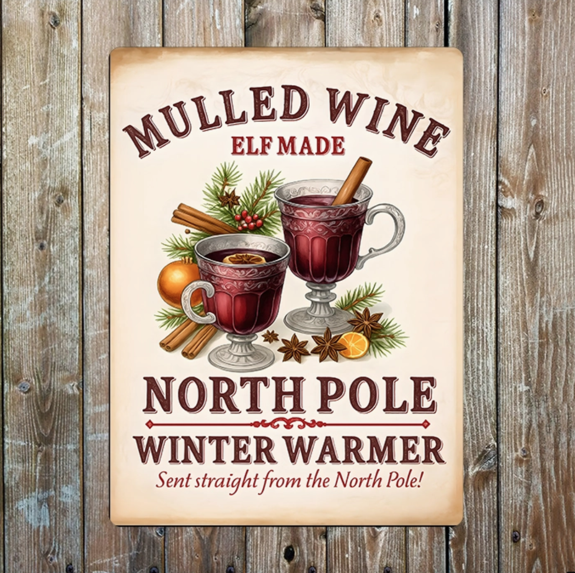 Metallskylt i vintagestil – Mulled Wine, Elf Made 20x25cm - 2