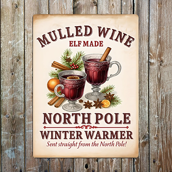 Metallskylt i vintagestil – Mulled Wine, Elf Made 20x25cm