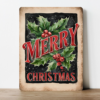 Metallskylt i vintagestil – Merry Christmas 15x20cm