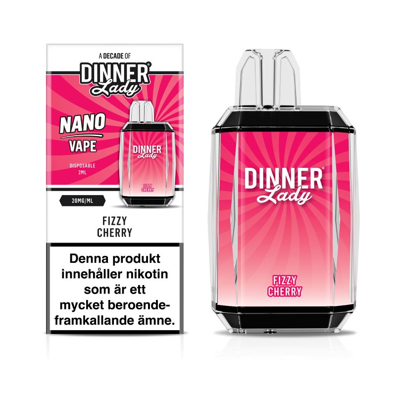 Dinner Lady Nano Cube Engångs Vape 20mg – Fizzy Cherry