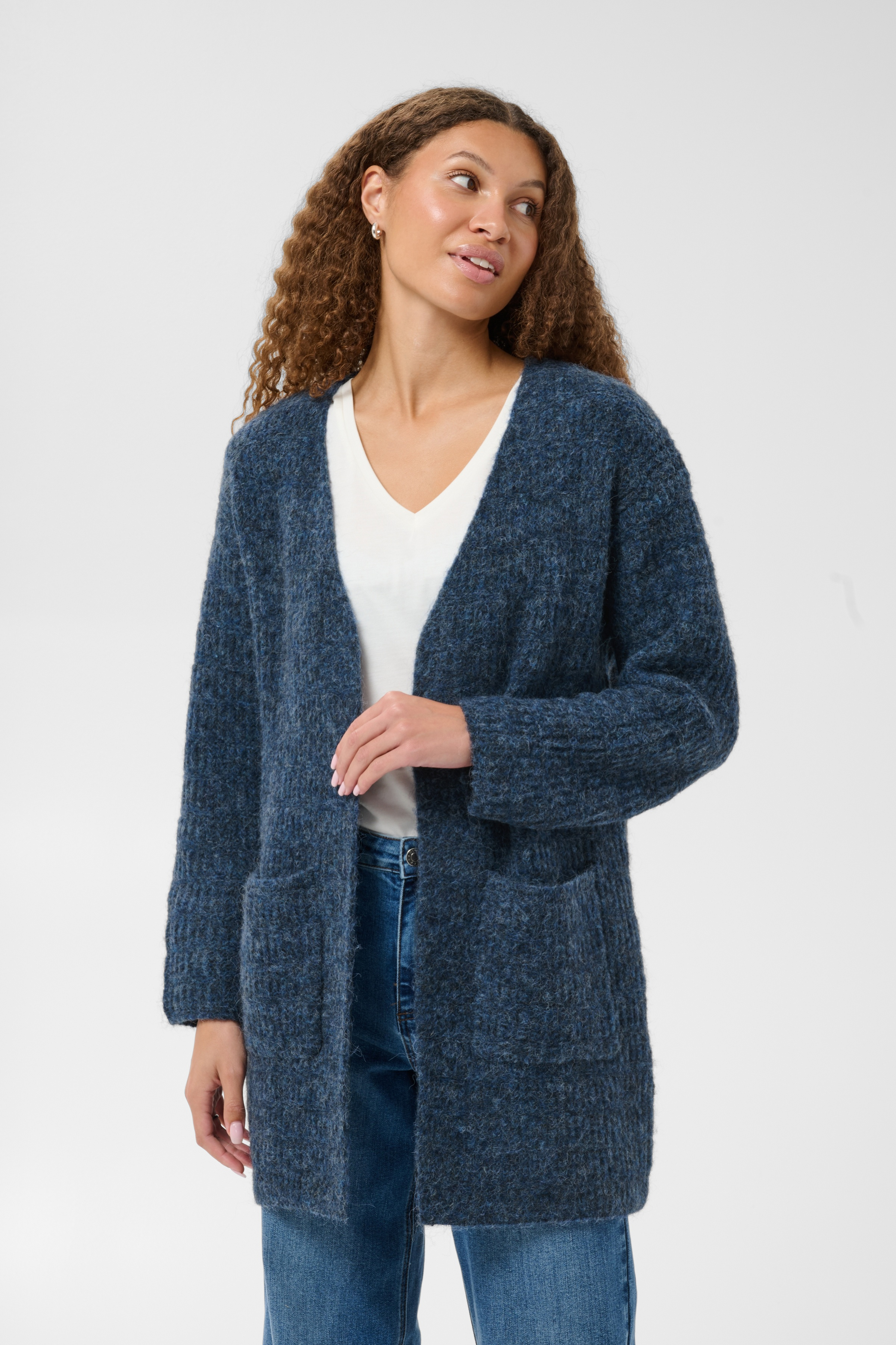 KAkikki Cardigan Graphite Melange Blåmelerad Långkofta