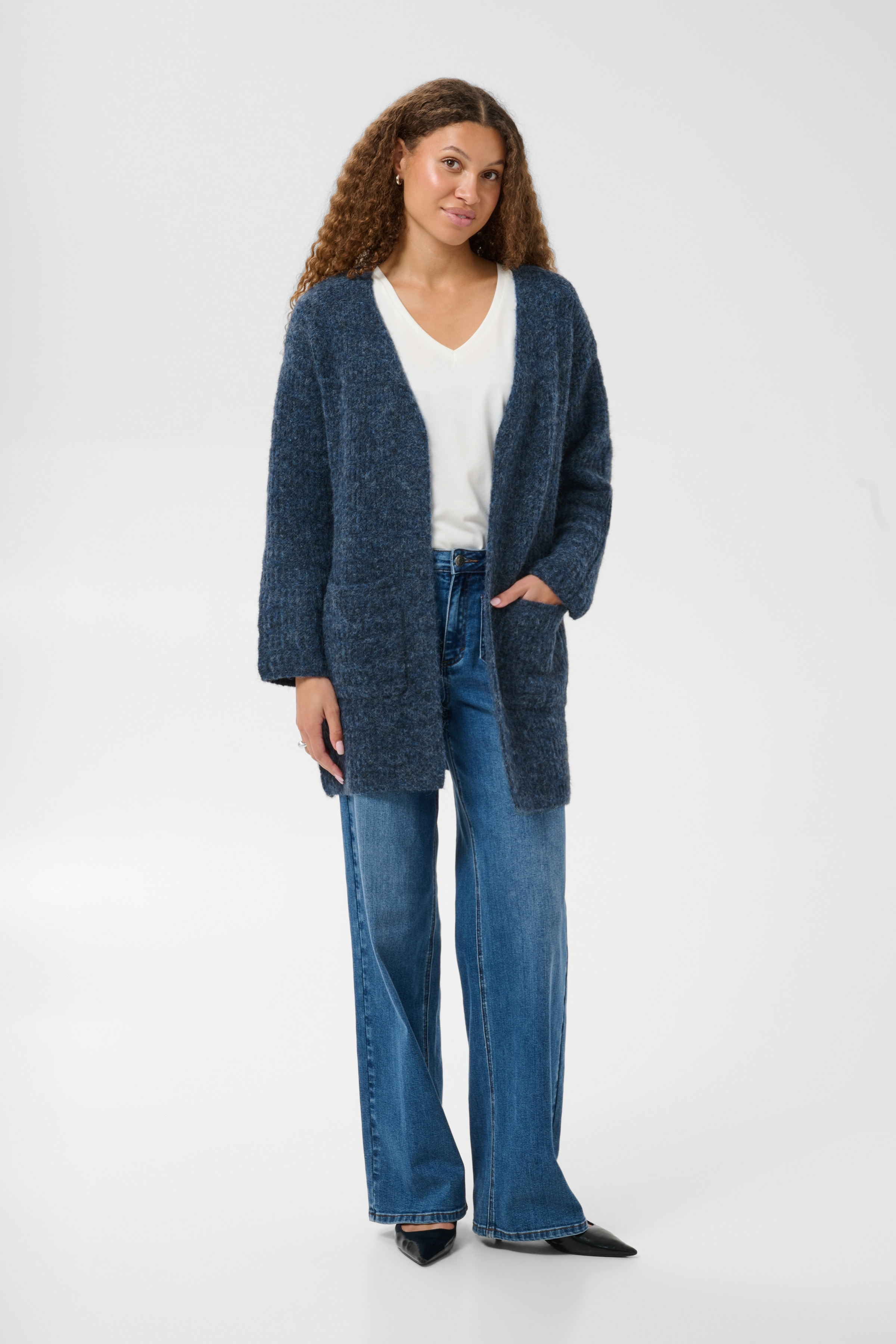 KAkikki Cardigan Graphite Melange Blåmelerad Långkofta