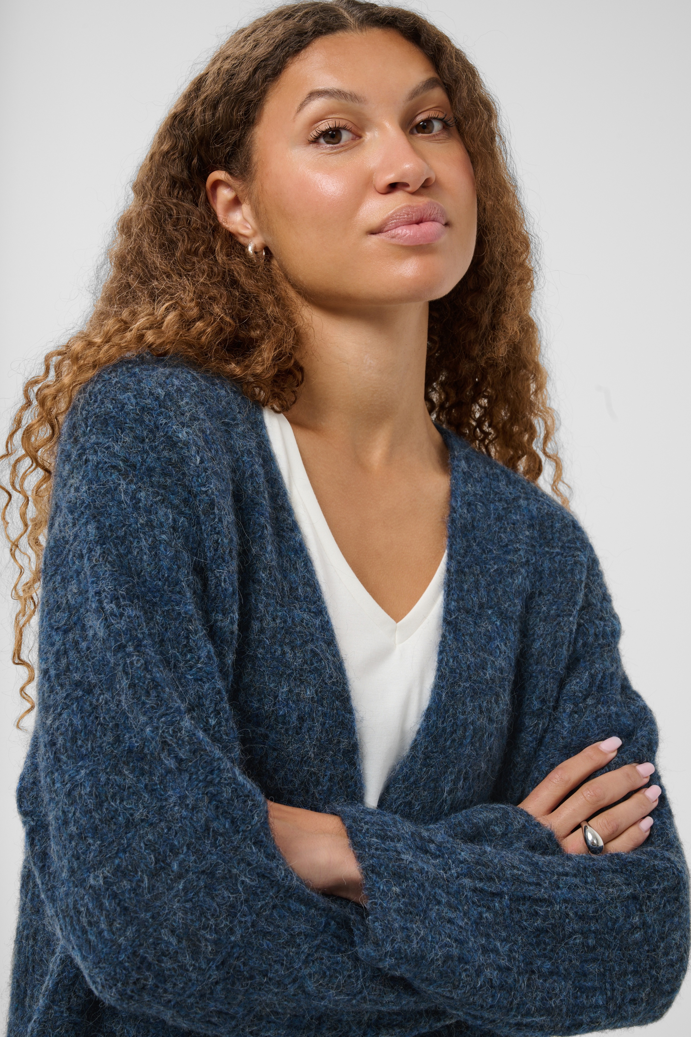 KAkikki Cardigan Graphite Melange Blåmelerad Långkofta - 5