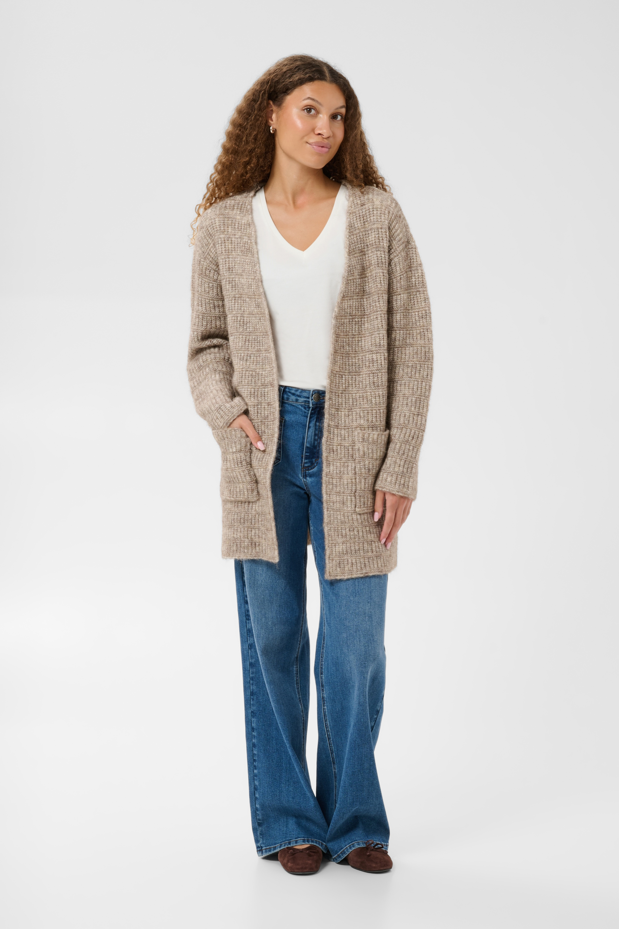 KAkikki Cardigan Desert Taupe Melange Beigemelerad  Långkofta - 3