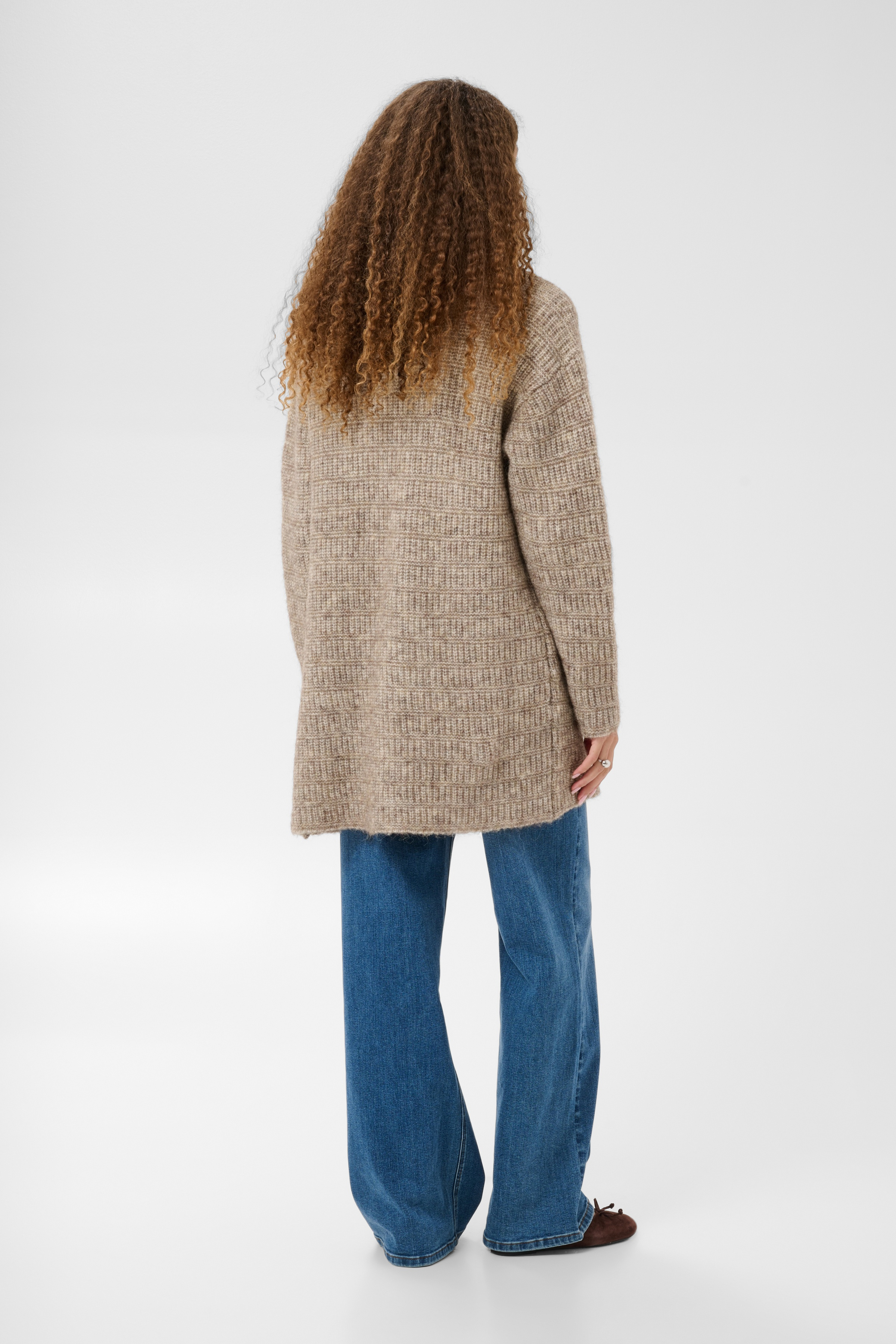 KAkikki Cardigan Desert Taupe Melange Beigemelerad  Långkofta