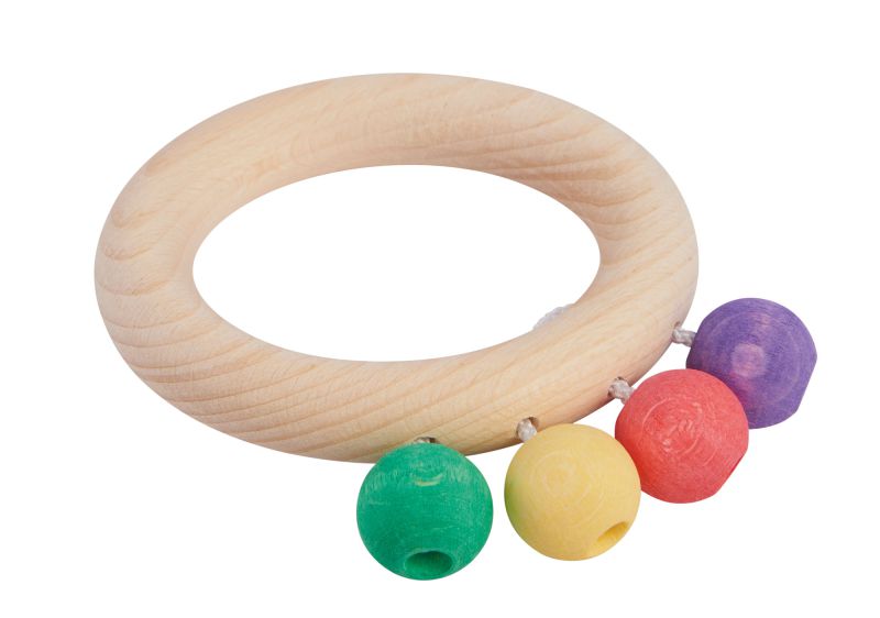 Nictoys  Greppleksak / Skallra i trä  - Färgglada kulor - Hållbar Waldorf & Montessori-leksak  - 2