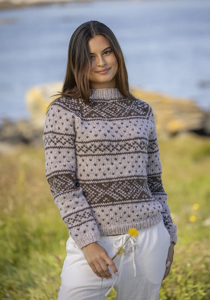Fjellro Setesdalströja- Stickpaket i färgerna Sand och brun Stl S,M,L - 2
