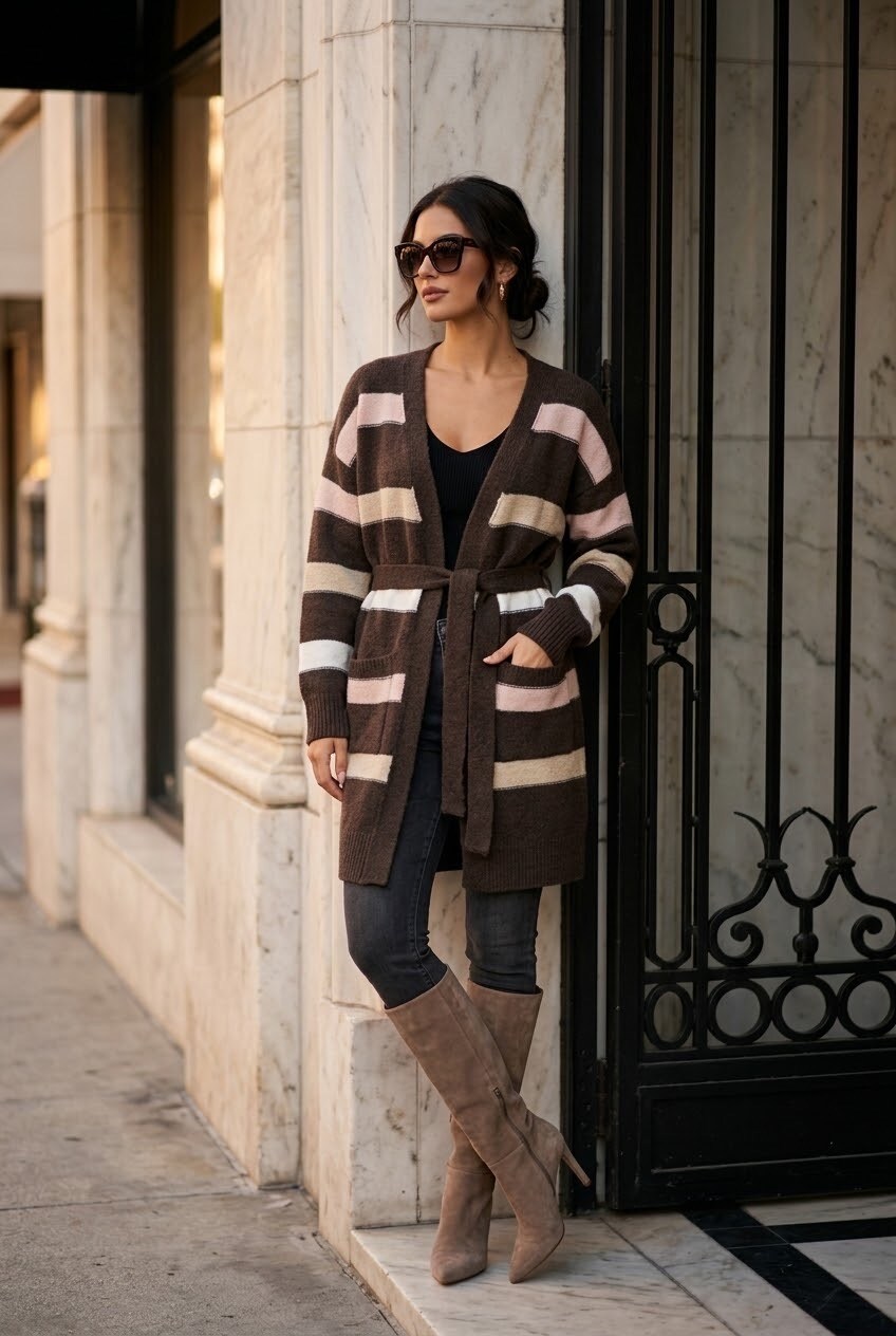 Cardigan brown stripes - 2