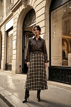 Skirt check brown