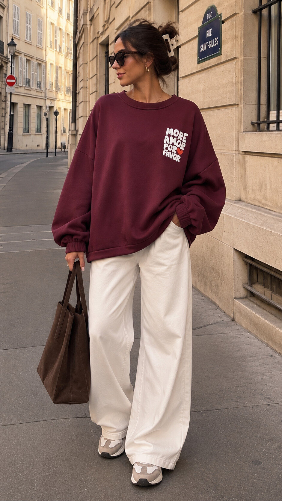 Sweater "More amor por favor" burgundy - 2