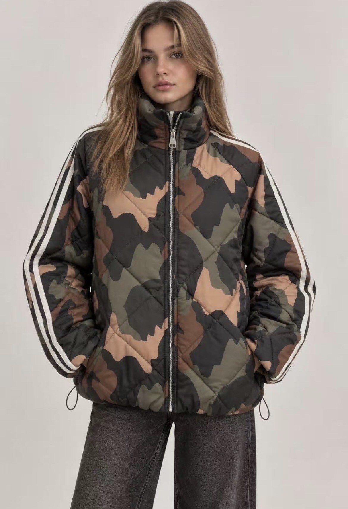 Quilted camouflage jacket green