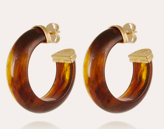 Abalone Acetate Hoops Örhängen Tortoise