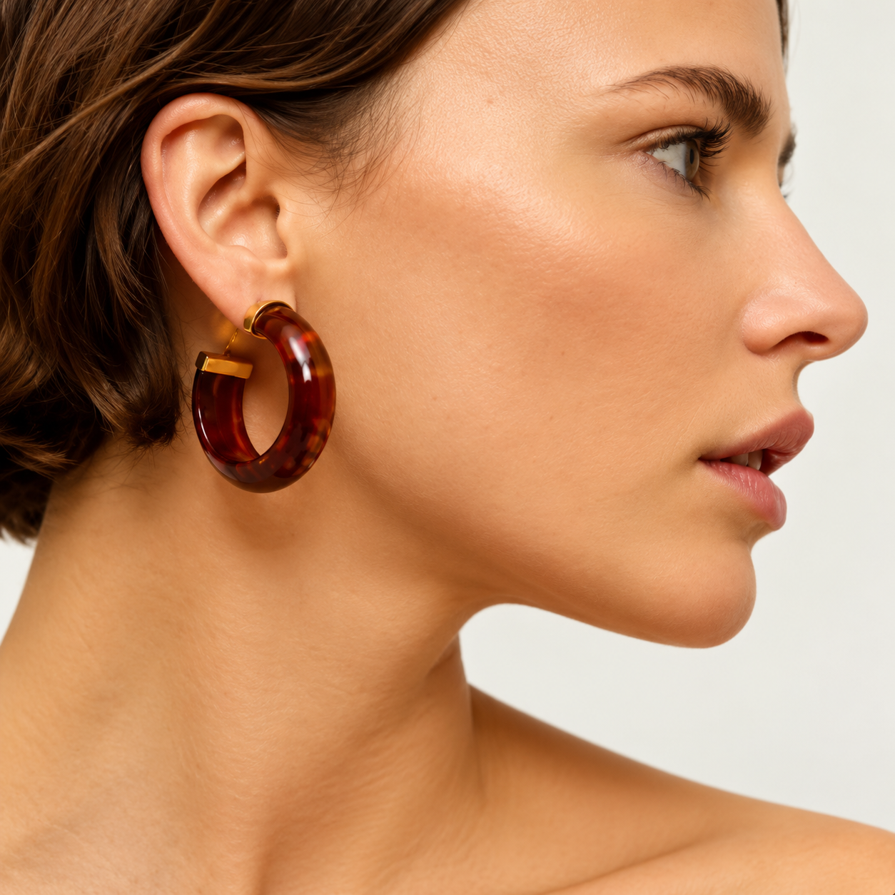 Abalone Acetate Hoops Örhängen Tortoise