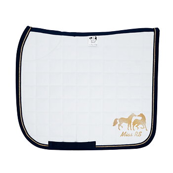 Dressyrschabrak Ponny Vit D6, marin/guld
