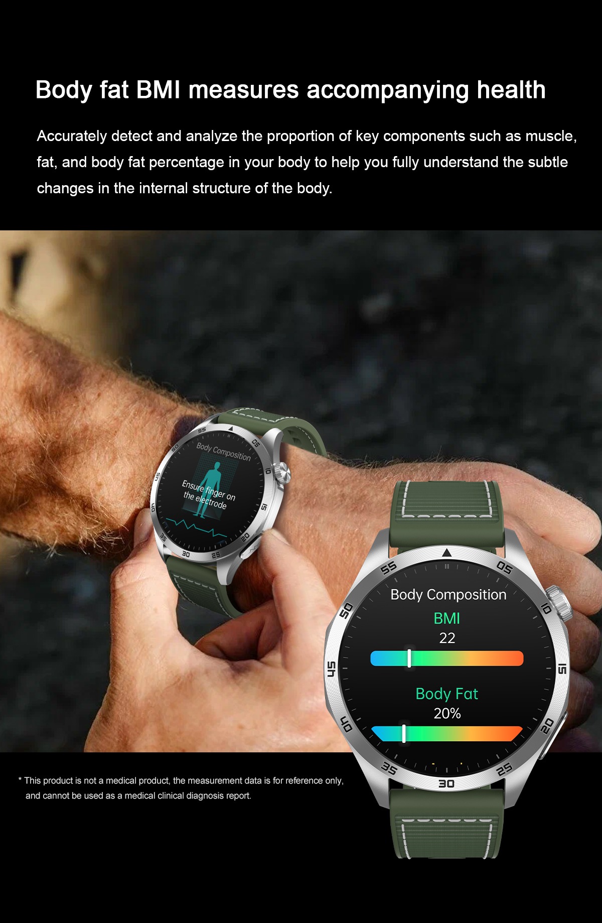 Philippe Palmer Smart Watch LP75 ECG Green Nylon - 18