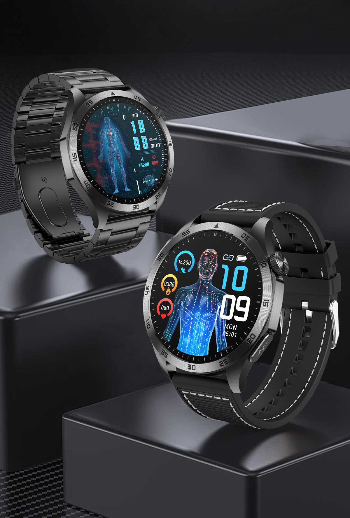 Philippe Palmer Smart Watch LP75 ECG Black Steel - 25