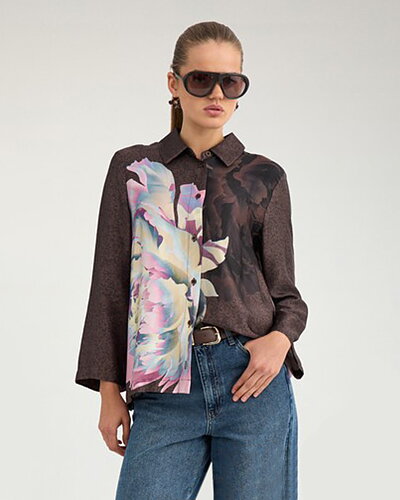 Blus Crisa storblommig brun