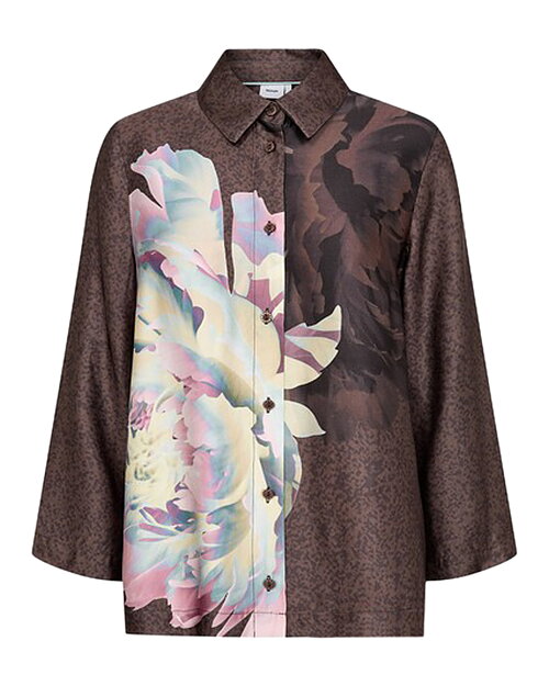 Blus Crisa storblommig brun - 6