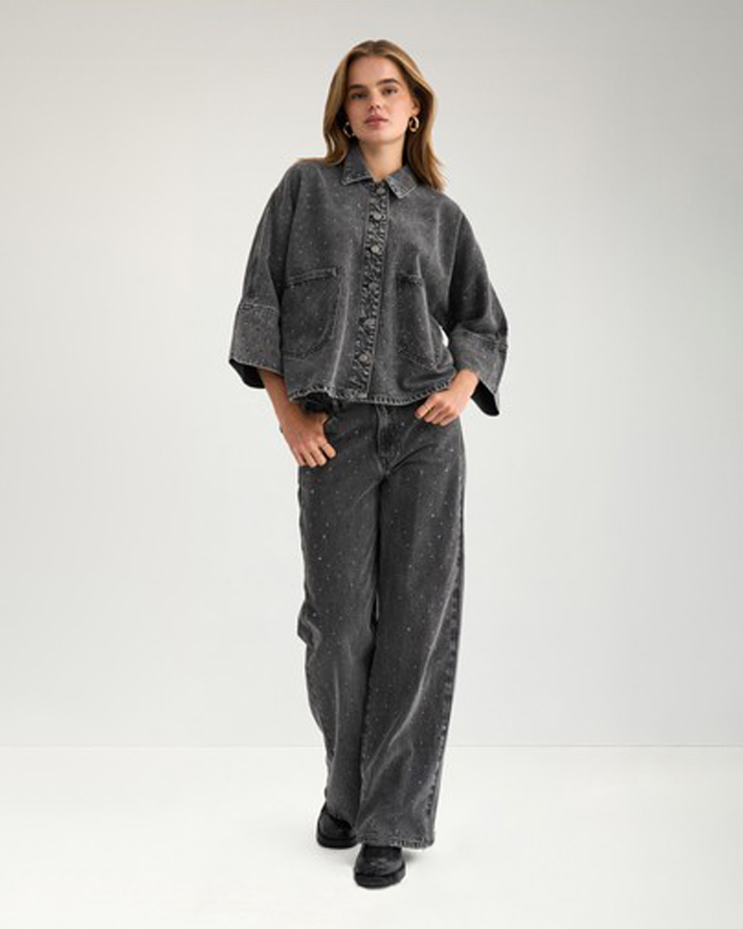 Jeansskjorta Brooklyn stone grå denim - 5