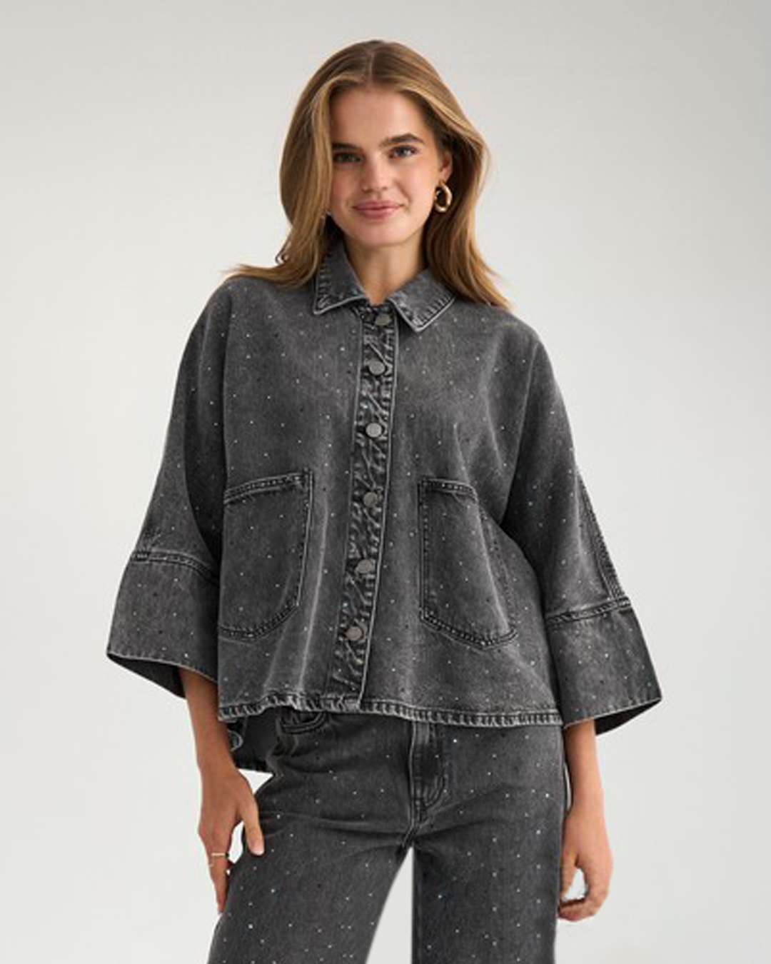Jeansskjorta Brooklyn stone grå denim