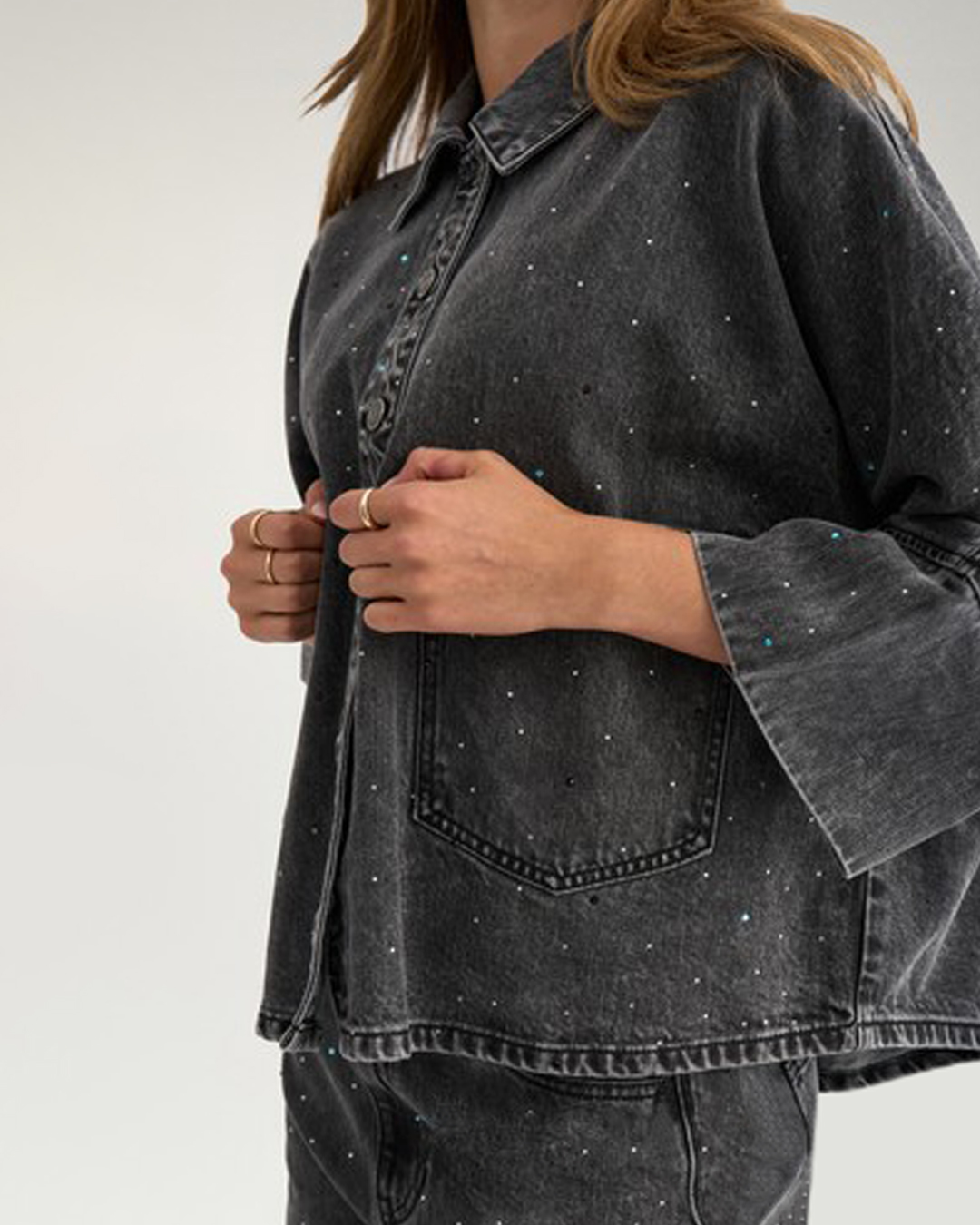 Jeansskjorta Brooklyn stone grå denim - 3