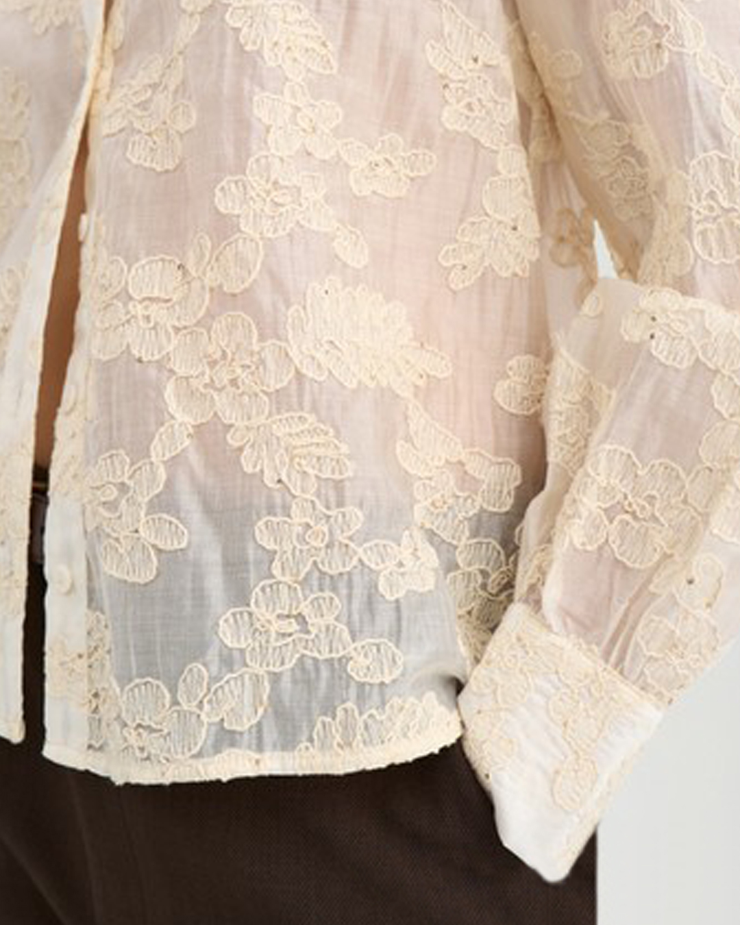 Blus Tach brodyr/glitter guldbeige - 4