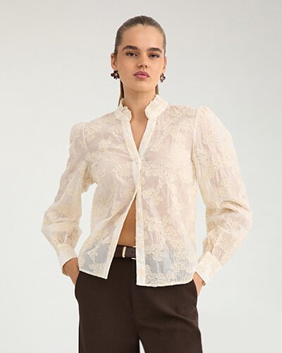 Blus Tach brodyr/glitter guldbeige