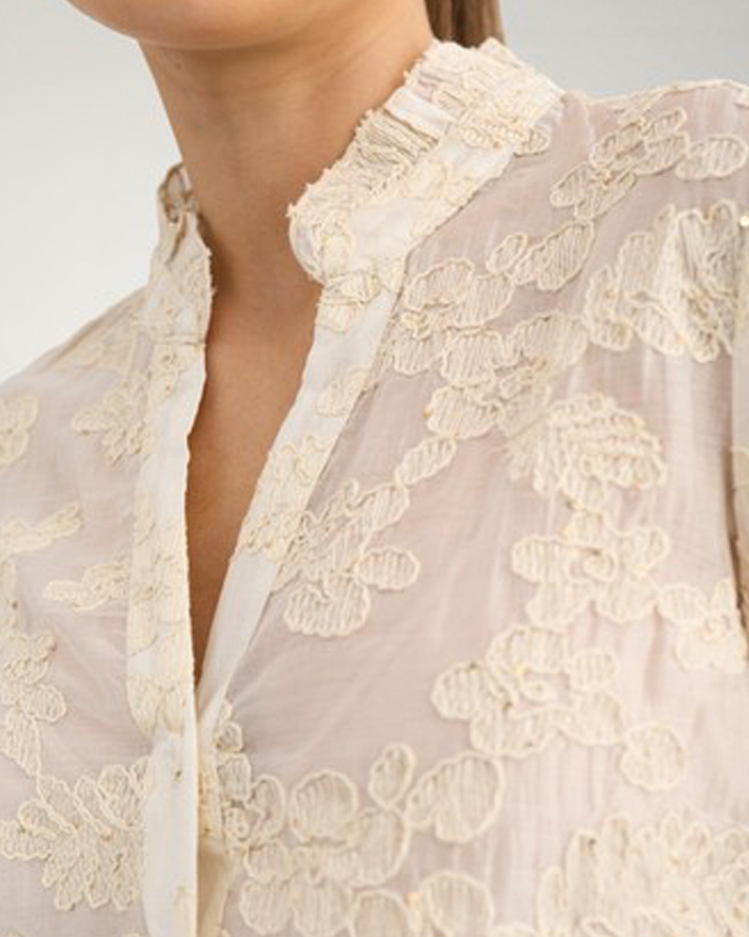 Blus Tach brodyr/glitter guldbeige - 3