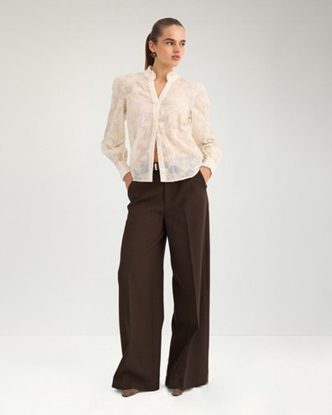 Blus Tach brodyr/glitter guldbeige - 5