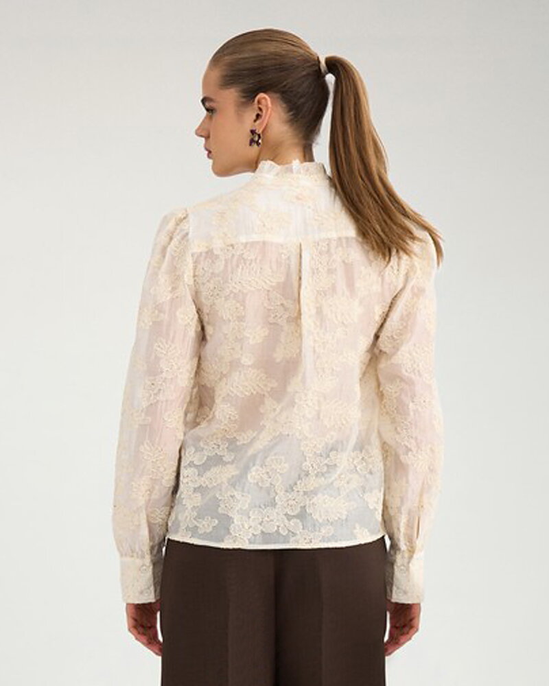 Blus Tach brodyr/glitter guldbeige