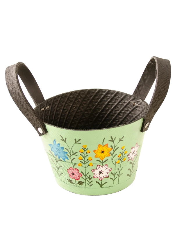 Blomkruka av återvunna däck -Grön - 2