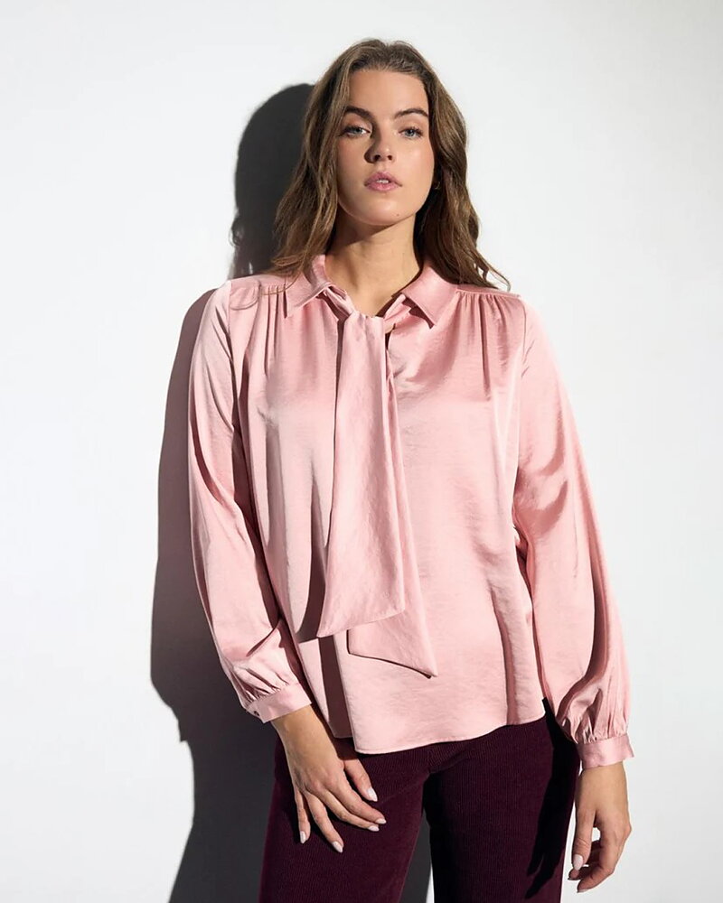 Blus Halicione blus sjalkrage rosa