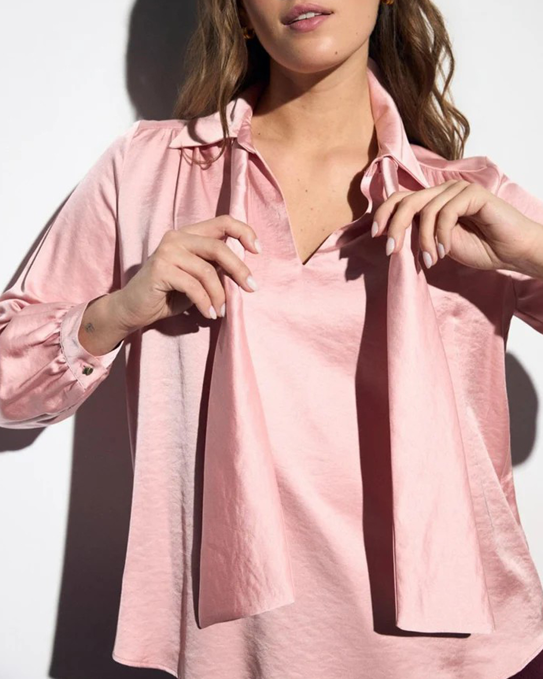 Blus Halicione blus sjalkrage rosa - 3