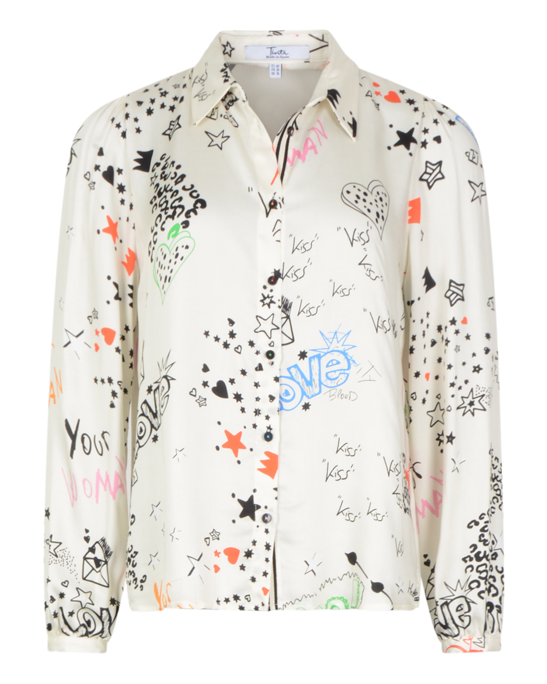 Blus Ilisa färglad text offwhite - 7