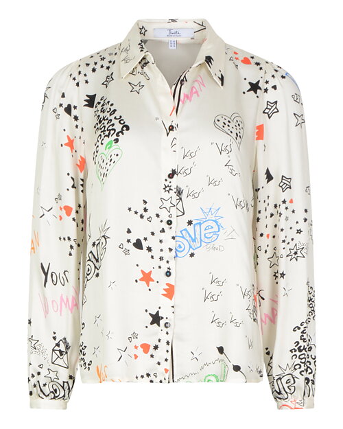 Blus Ilisa färglad text offwhite - 7