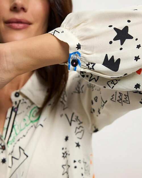 Blus Ilisa färglad text offwhite - 4
