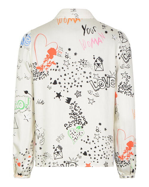 Blus Ilisa färglad text offwhite - 8