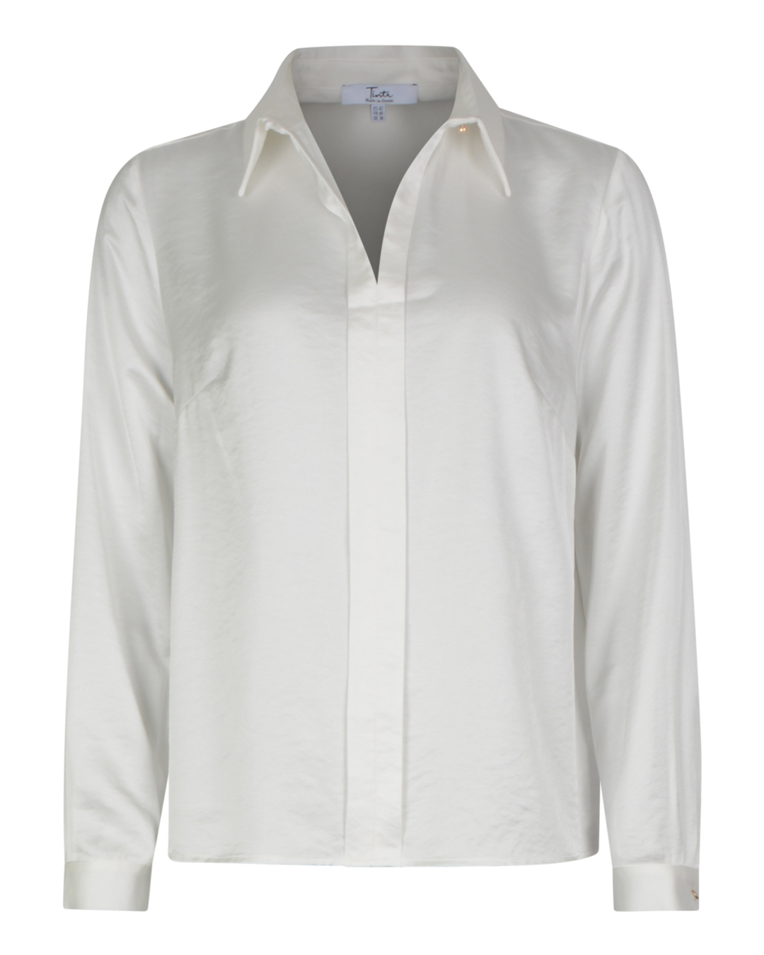 Blus Olalla krage en knapp offwhite - 3