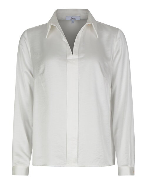 Blus Olalla krage en knapp offwhite - 3