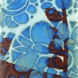 Johanne Gerber (Baca 1960s) Block Vase with Blue and Brown Flower Decor 20 cm #780-3455