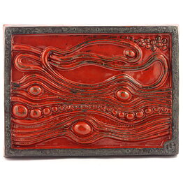 Lars Bergsten (1990) Relief Wall Plaque with Red Abstract Motif 27 cm
