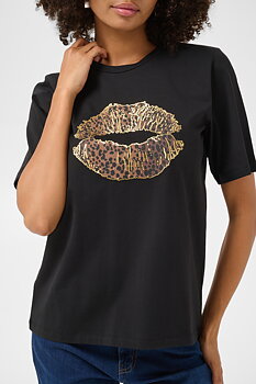 Culture Musa Gith Lip T-shirt Black Leopard
