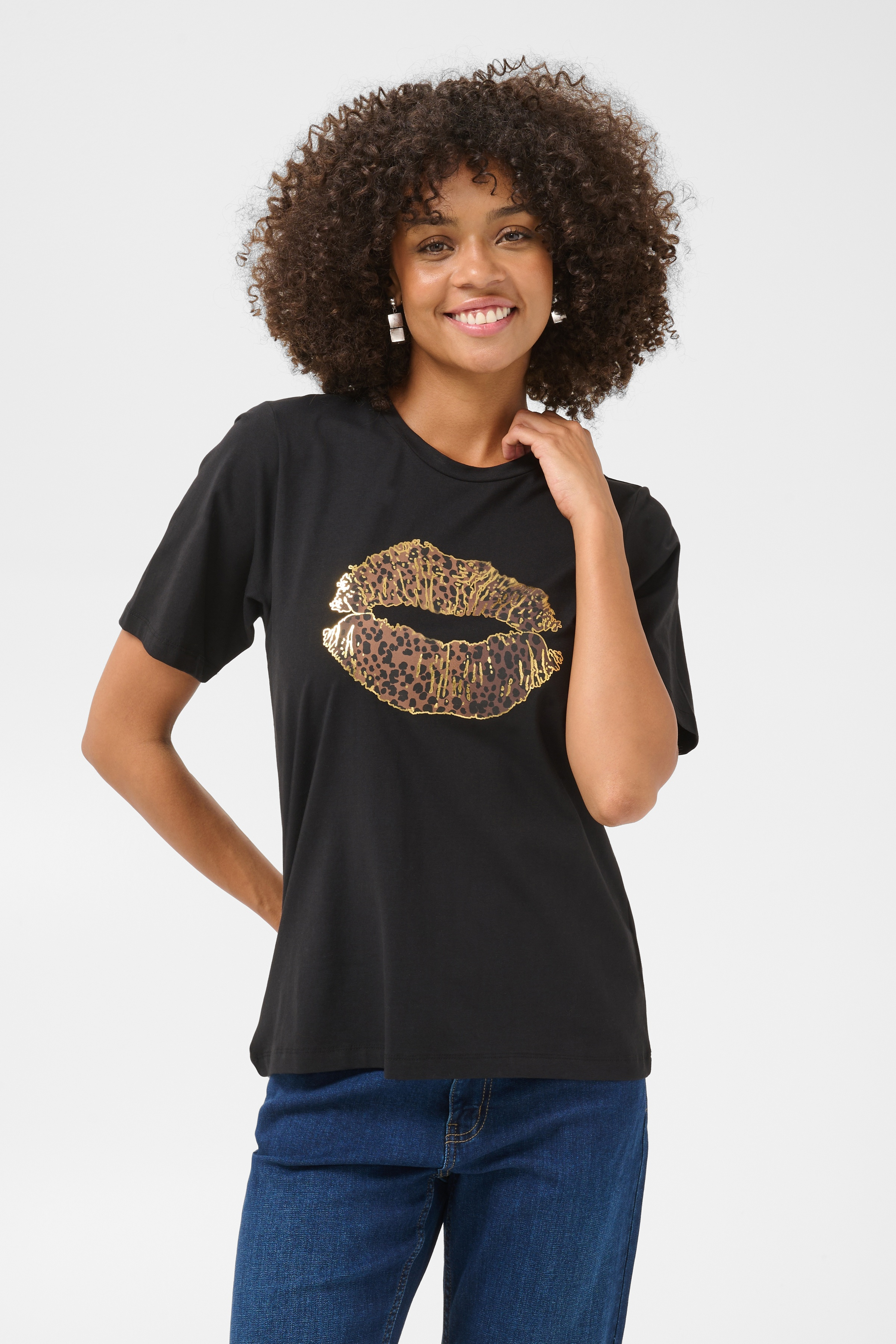 Culture Musa Gith Lip T-shirt Black Leopard