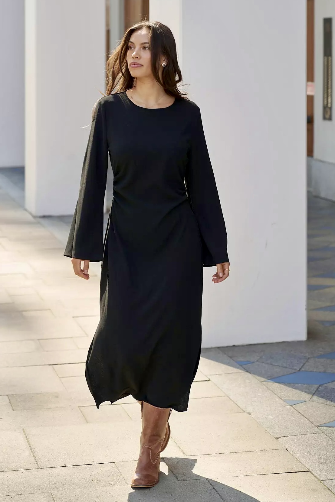 Neo Noir -  Emmely Drape  Dress Black - 5