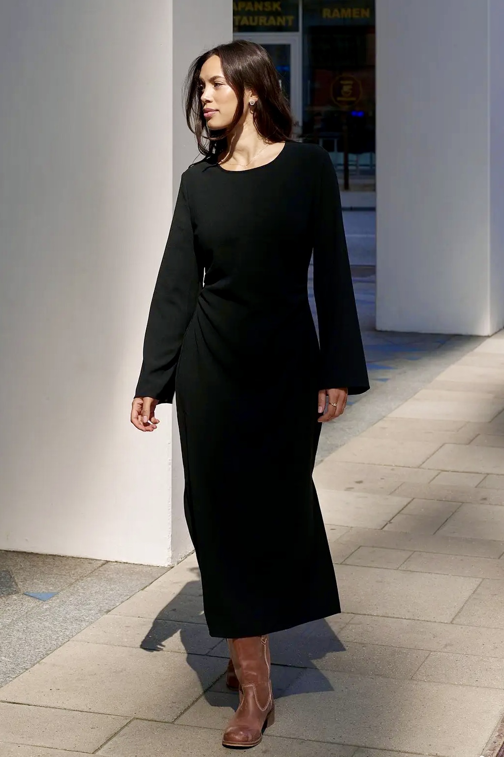 Neo Noir -  Emmely Drape  Dress Black - 7