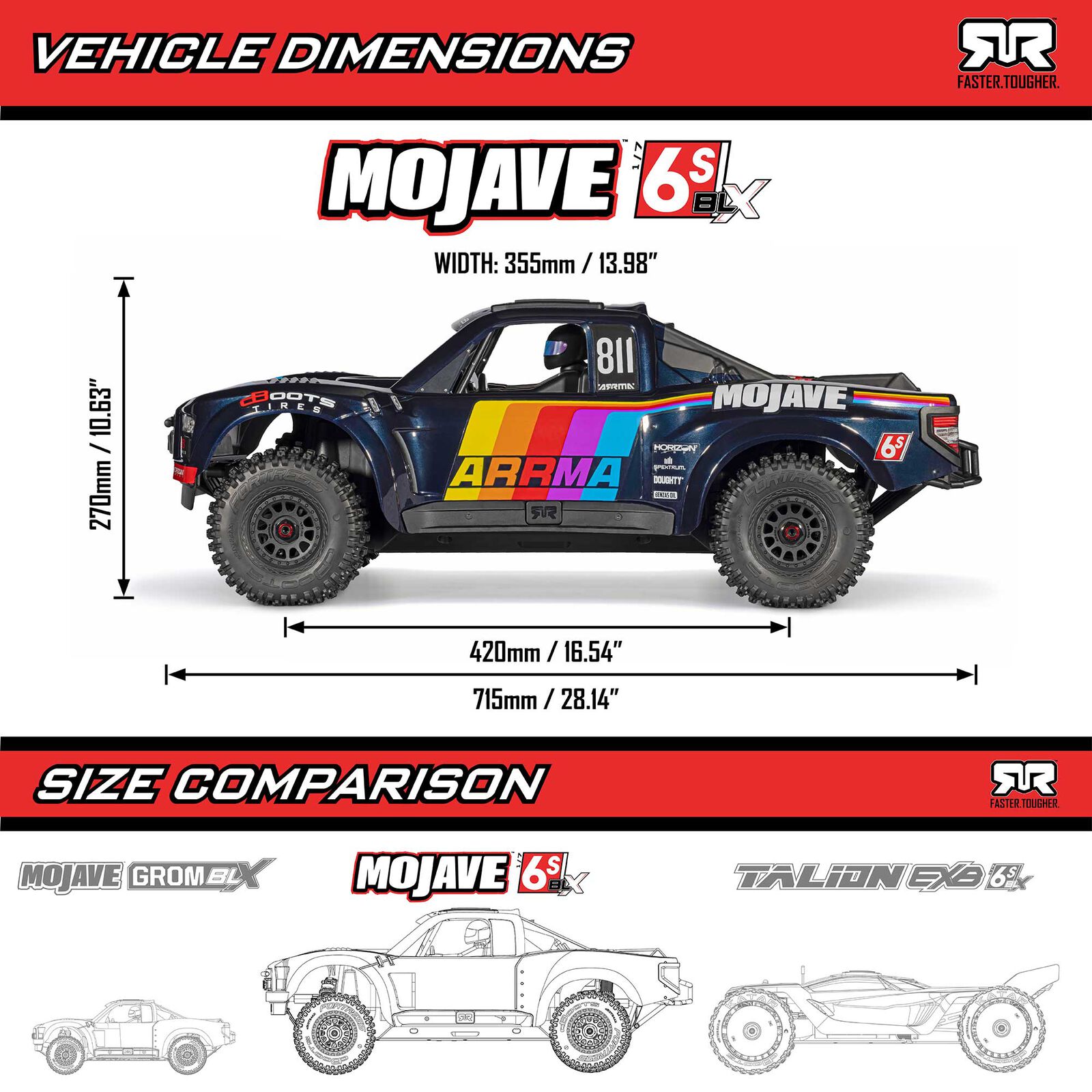 ARRMA 1/7 Limited Edition MOJAVE 6S 4X4 RTR Brushless Desert Truck, Gul - 36