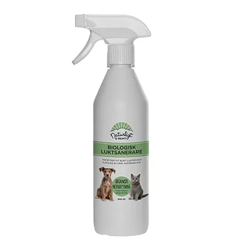 A natural odor eliminator from the Swedish company Naturligt rent removes urine odors from sofas and floors